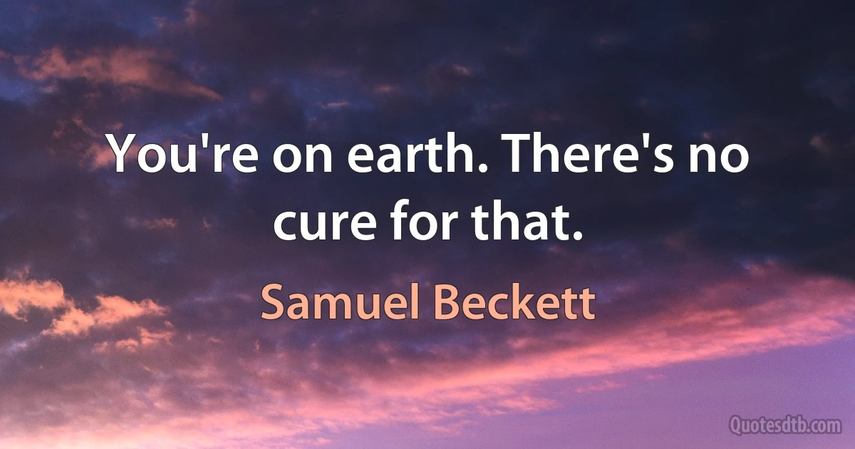 You're on earth. There's no cure for that. (Samuel Beckett)