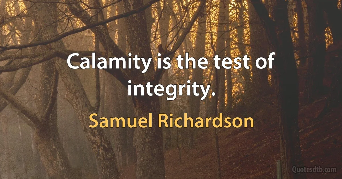 Calamity is the test of integrity. (Samuel Richardson)