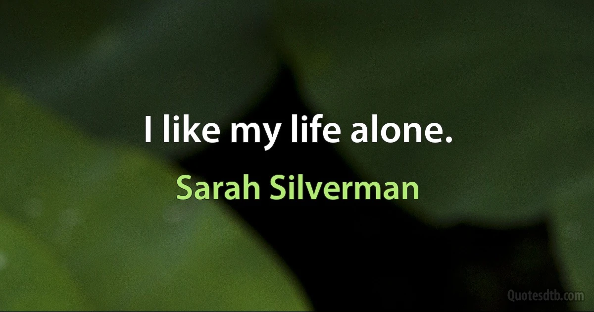 I like my life alone. (Sarah Silverman)