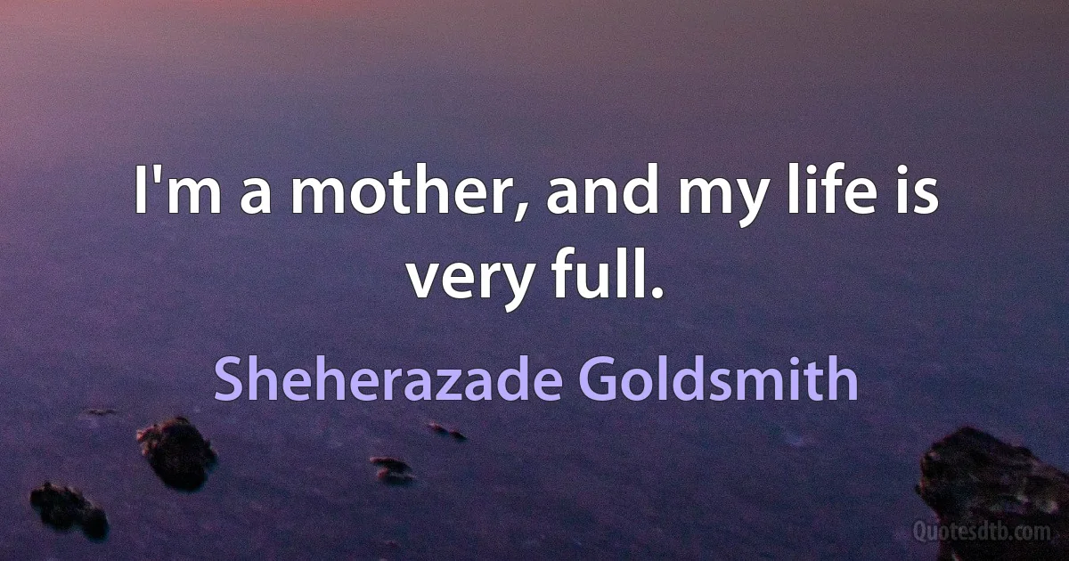 I'm a mother, and my life is very full. (Sheherazade Goldsmith)