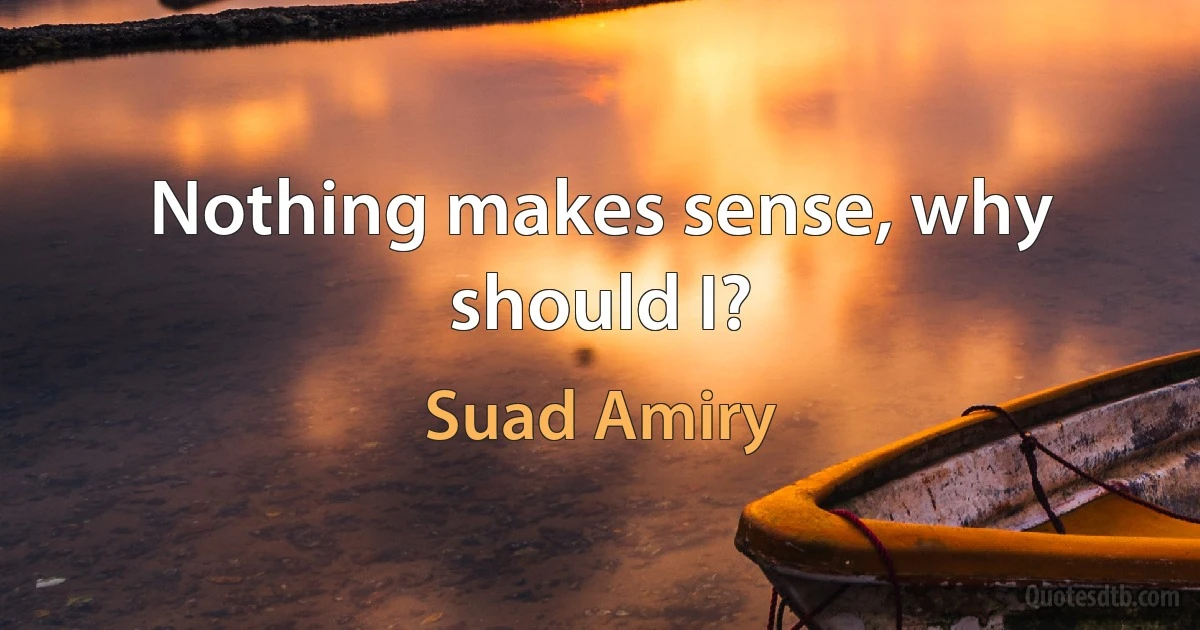 Nothing makes sense, why should I? (Suad Amiry)