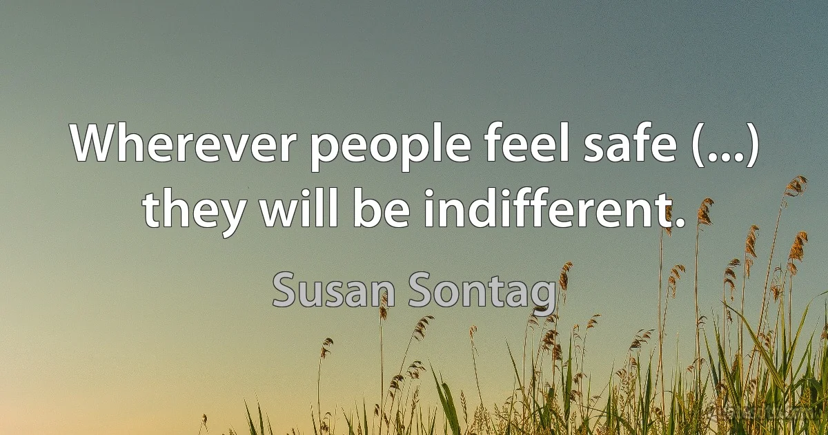 Wherever people feel safe (...) they will be indifferent. (Susan Sontag)