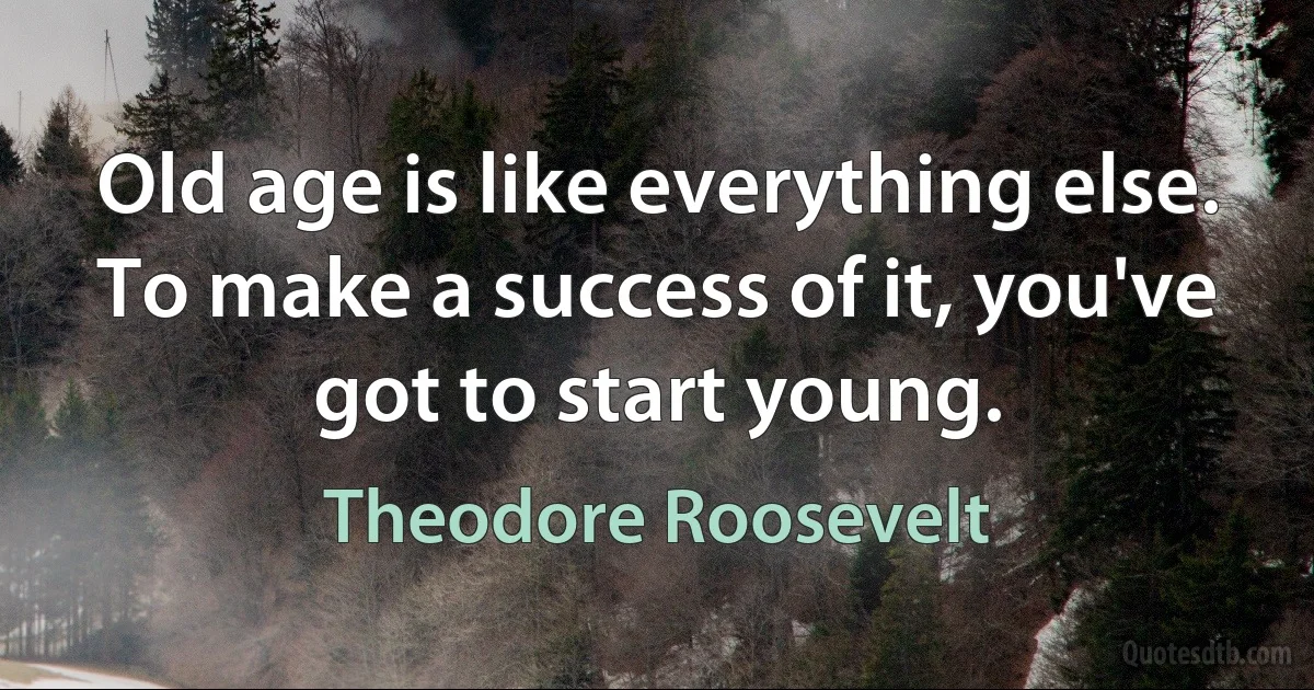 Old age is like everything else. To make a success of it, you've got to start young. (Theodore Roosevelt)