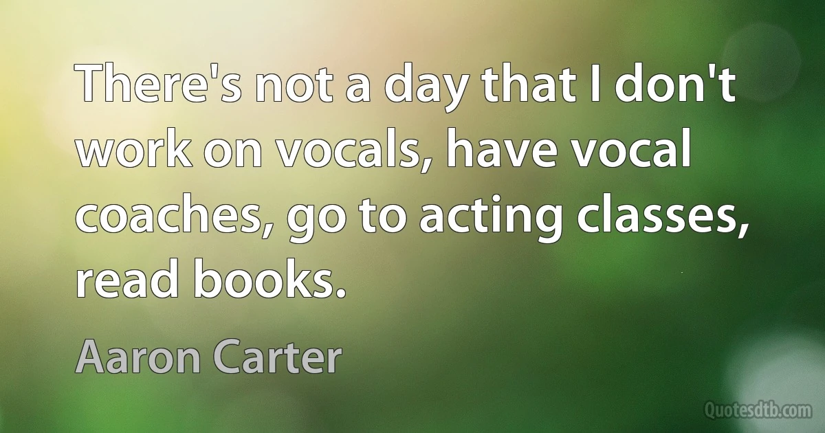 There's not a day that I don't work on vocals, have vocal coaches, go to acting classes, read books. (Aaron Carter)