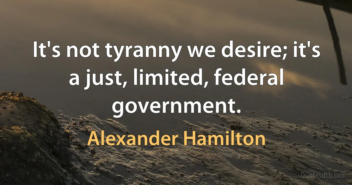 It's not tyranny we desire; it's a just, limited, federal government. (Alexander Hamilton)