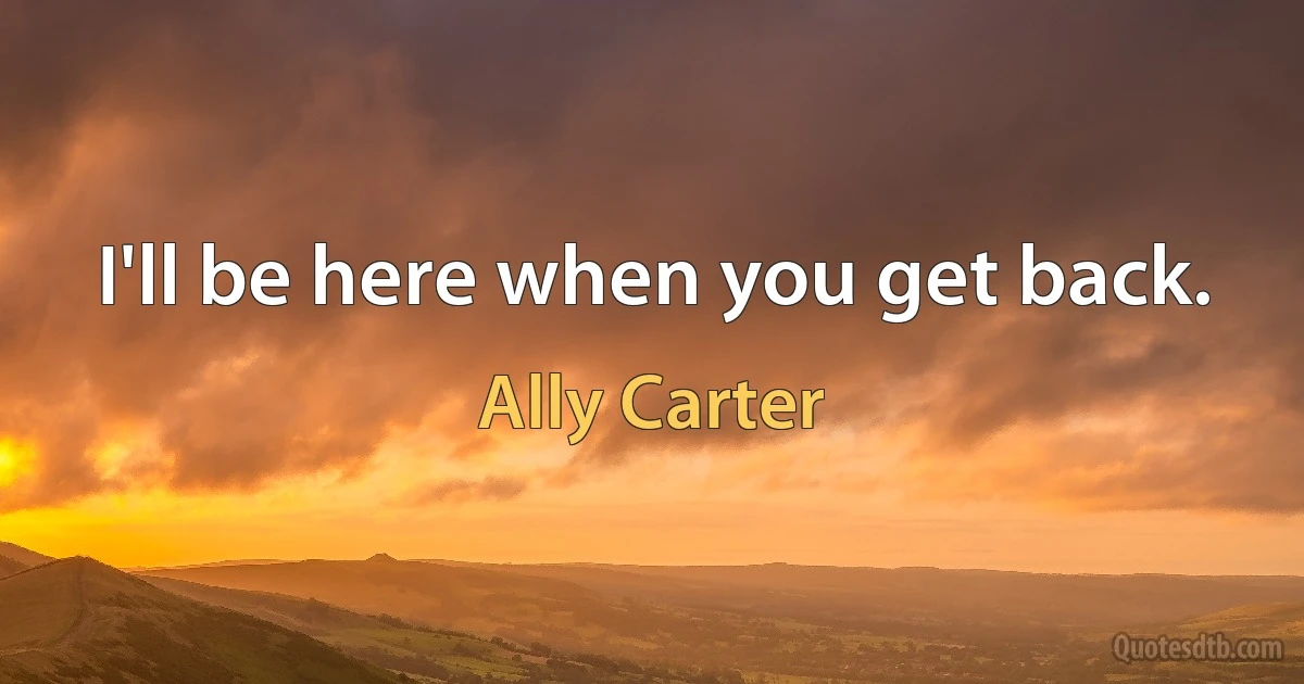 I'll be here when you get back. (Ally Carter)