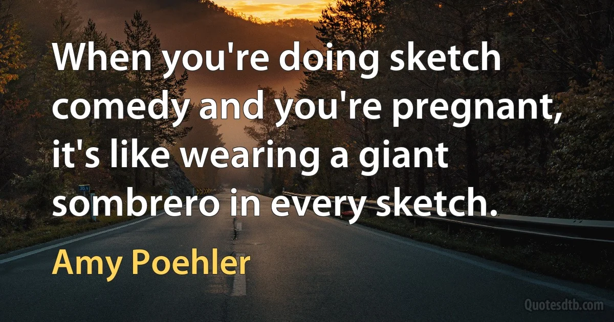 When you're doing sketch comedy and you're pregnant, it's like wearing a giant sombrero in every sketch. (Amy Poehler)