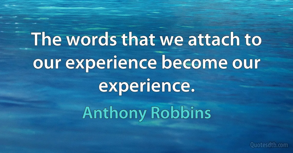 The words that we attach to our experience become our experience. (Anthony Robbins)