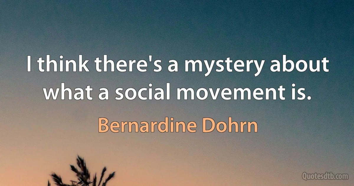 I think there's a mystery about what a social movement is. (Bernardine Dohrn)