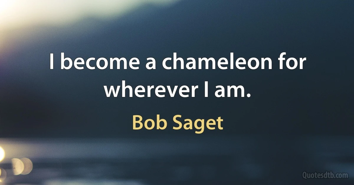 I become a chameleon for wherever I am. (Bob Saget)