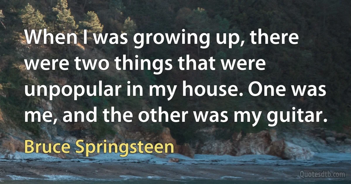 When I was growing up, there were two things that were unpopular in my house. One was me, and the other was my guitar. (Bruce Springsteen)