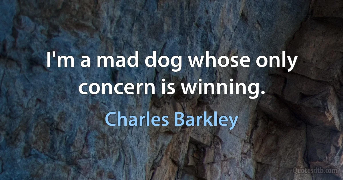 I'm a mad dog whose only concern is winning. (Charles Barkley)