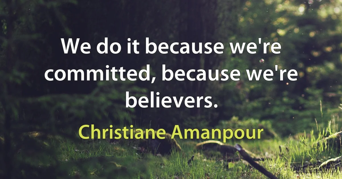 We do it because we're committed, because we're believers. (Christiane Amanpour)