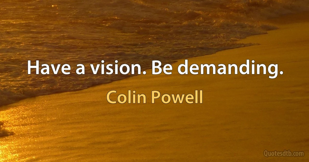 Have a vision. Be demanding. (Colin Powell)