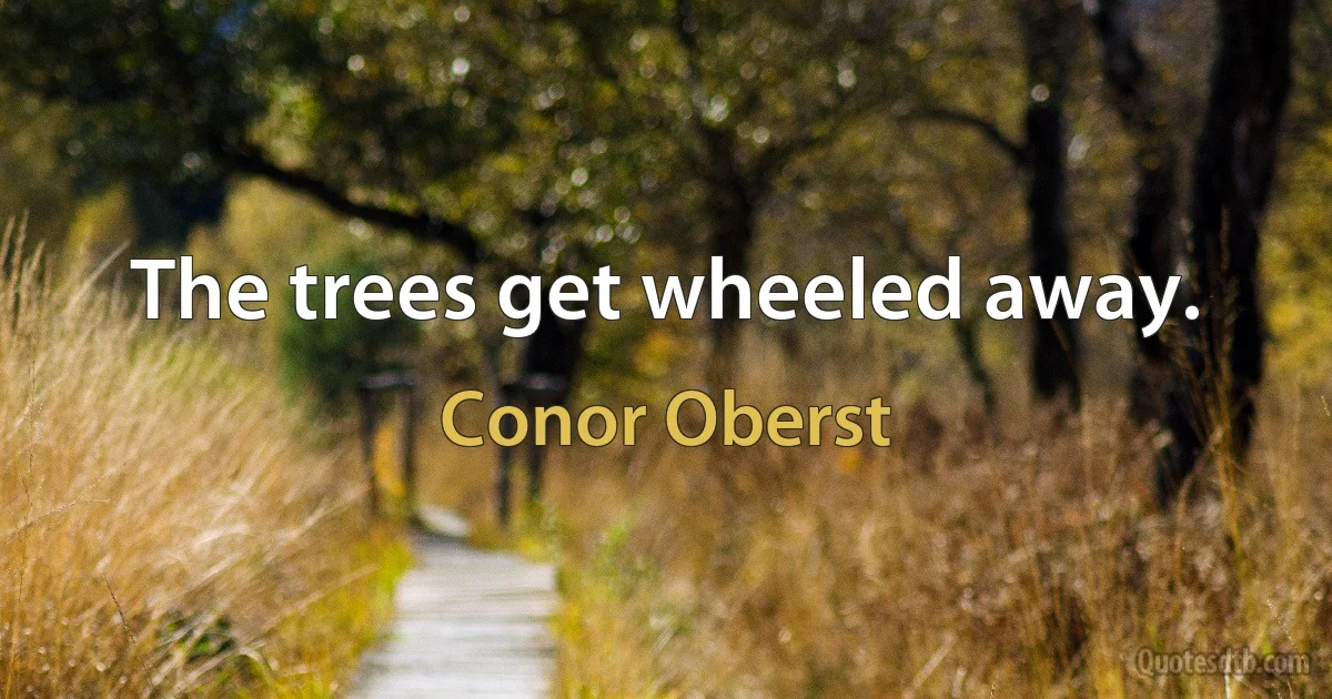 The trees get wheeled away. (Conor Oberst)