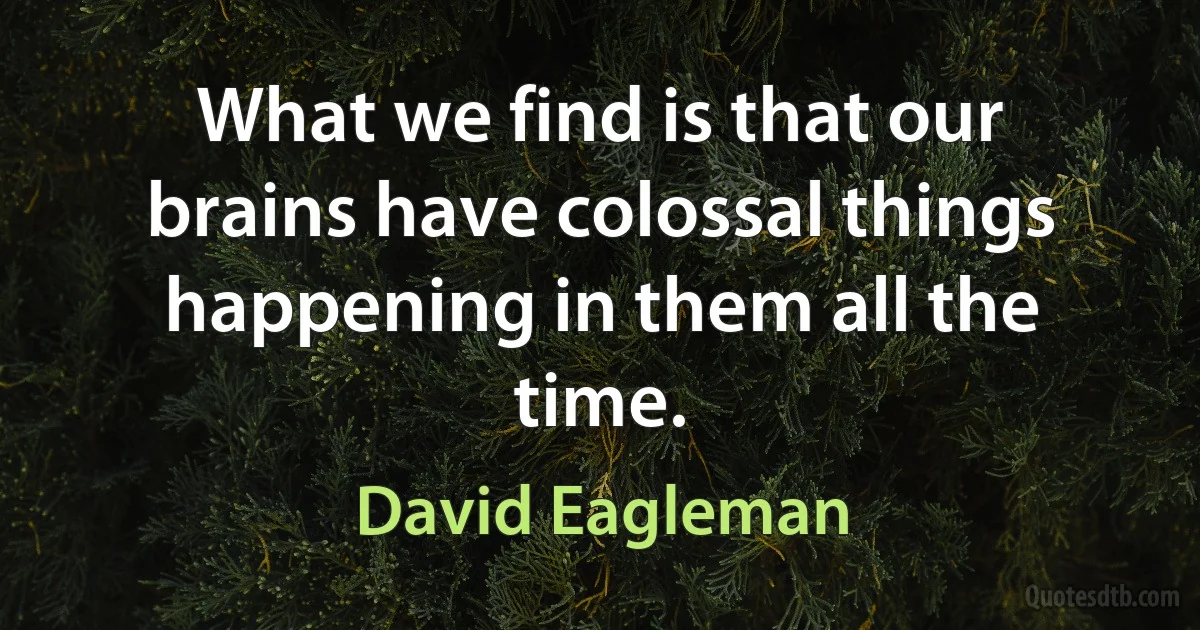 What we find is that our brains have colossal things happening in them all the time. (David Eagleman)