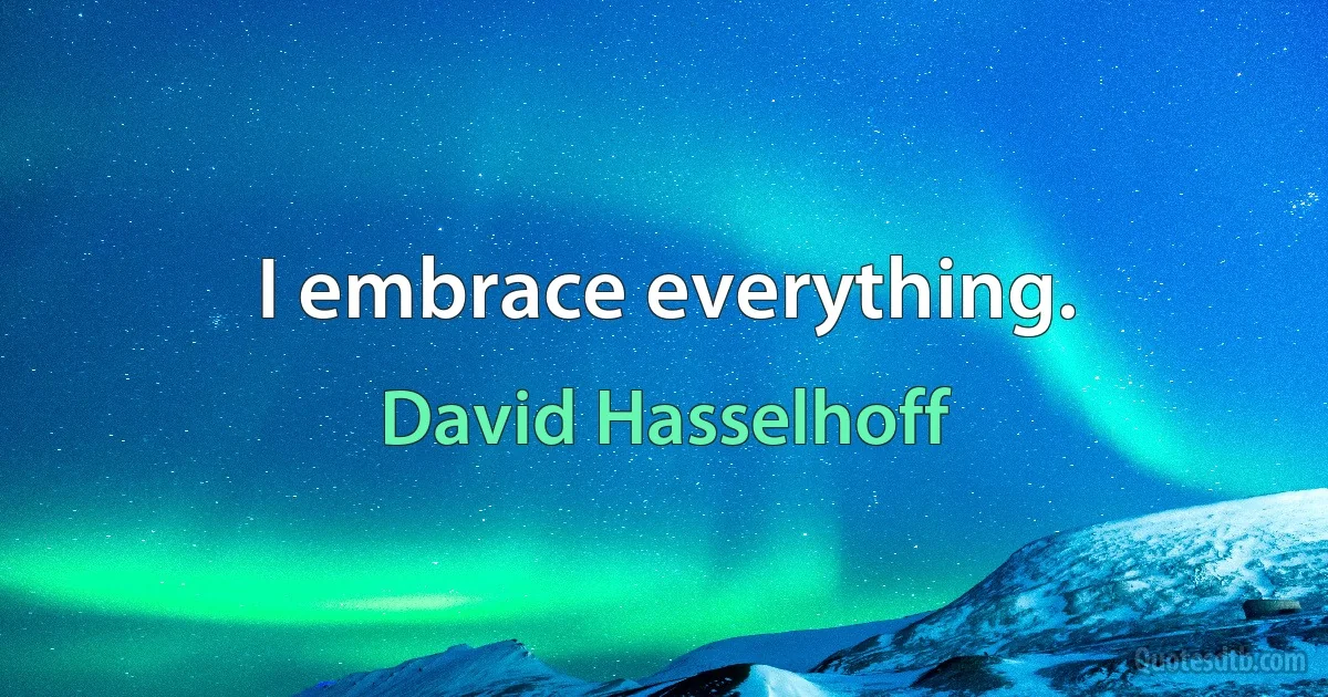 I embrace everything. (David Hasselhoff)