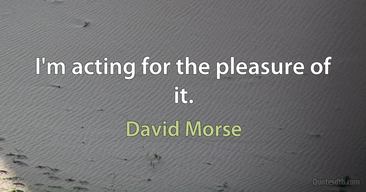 I'm acting for the pleasure of it. (David Morse)