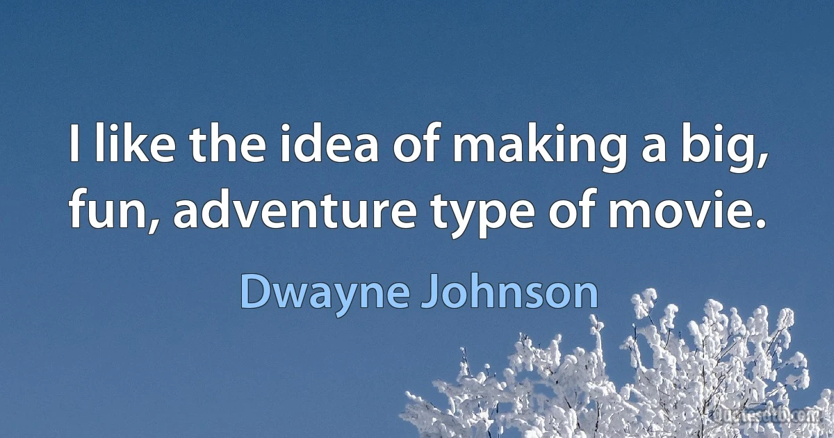 I like the idea of making a big, fun, adventure type of movie. (Dwayne Johnson)