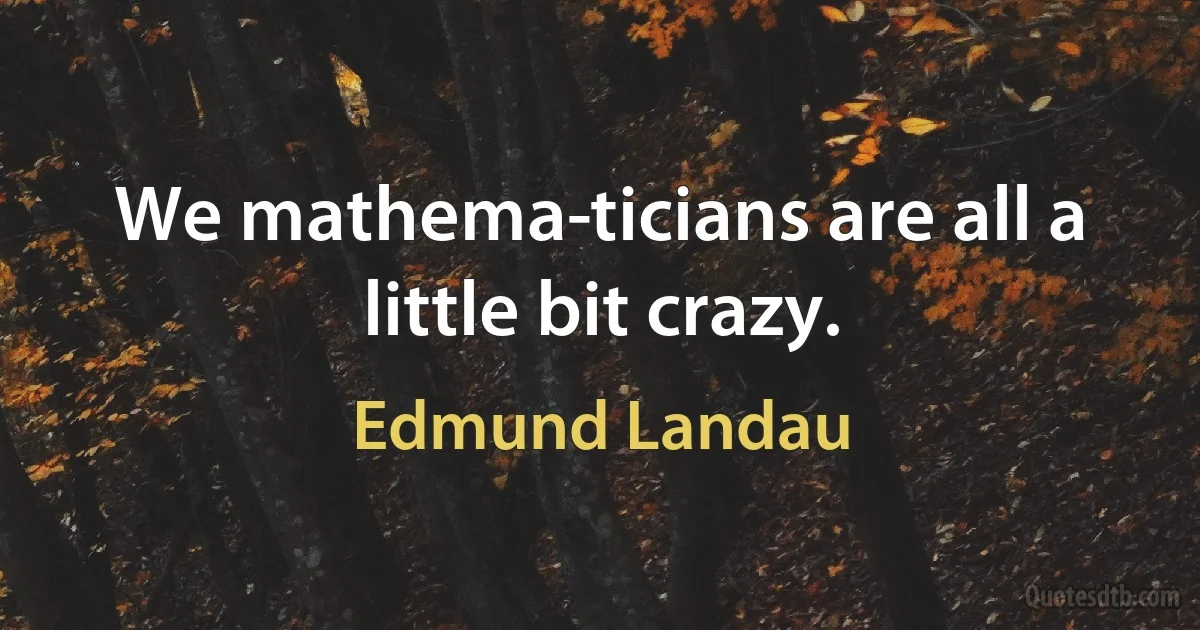 We mathema­ticians are all a little bit crazy. (Edmund Landau)