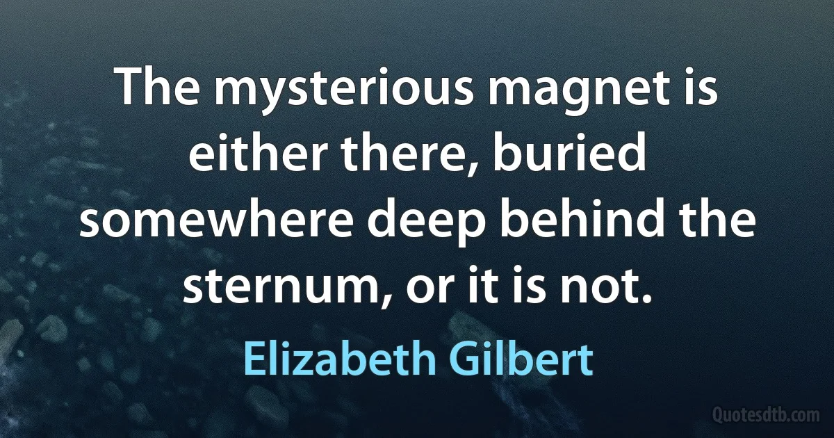 The mysterious magnet is either there, buried somewhere deep behind the sternum, or it is not. (Elizabeth Gilbert)