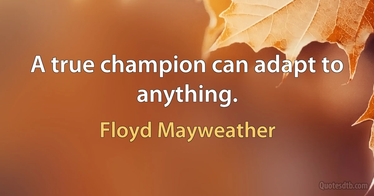 A true champion can adapt to anything. (Floyd Mayweather)