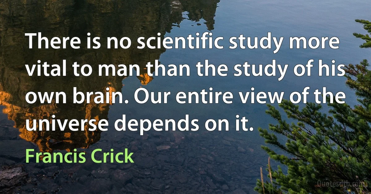 There is no scientific study more vital to man than the study of his own brain. Our entire view of the universe depends on it. (Francis Crick)