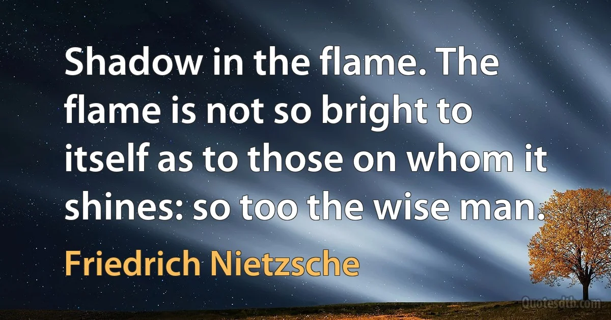 Shadow in the flame. The flame is not so bright to itself as to those on whom it shines: so too the wise man. (Friedrich Nietzsche)