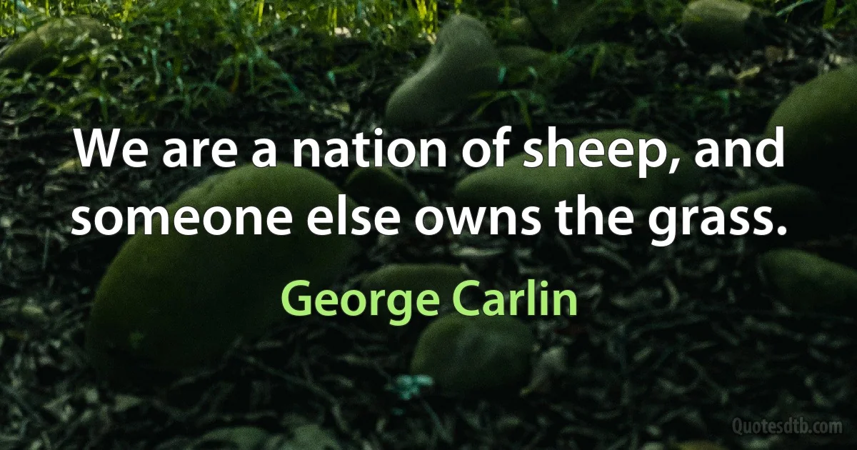 We are a nation of sheep, and someone else owns the grass. (George Carlin)