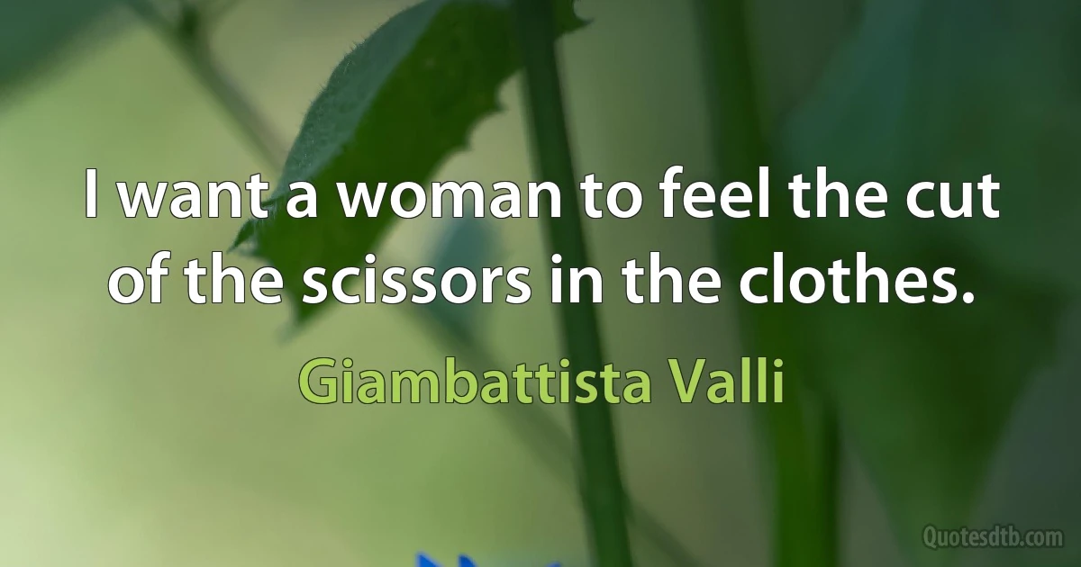 I want a woman to feel the cut of the scissors in the clothes. (Giambattista Valli)