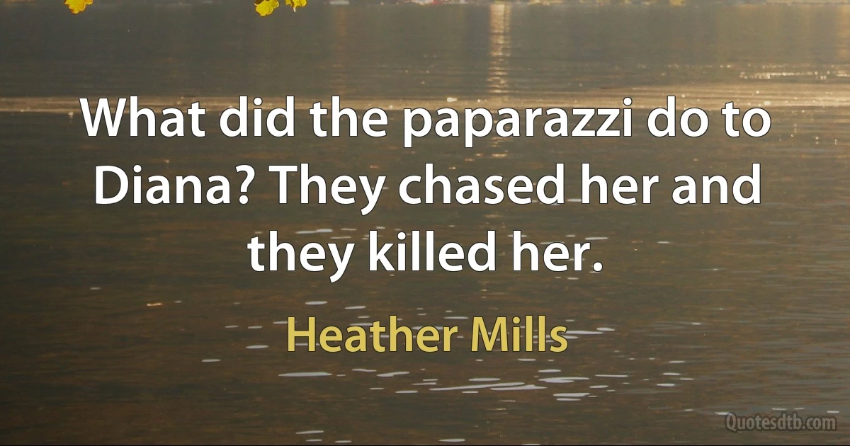 What did the paparazzi do to Diana? They chased her and they killed her. (Heather Mills)