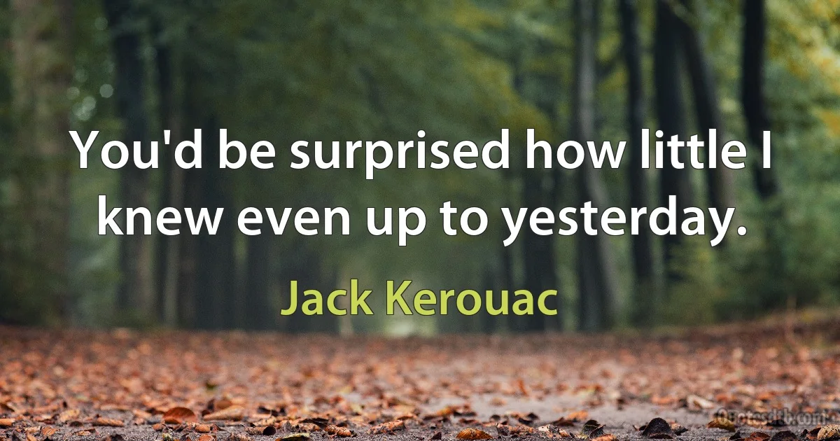 You'd be surprised how little I knew even up to yesterday. (Jack Kerouac)