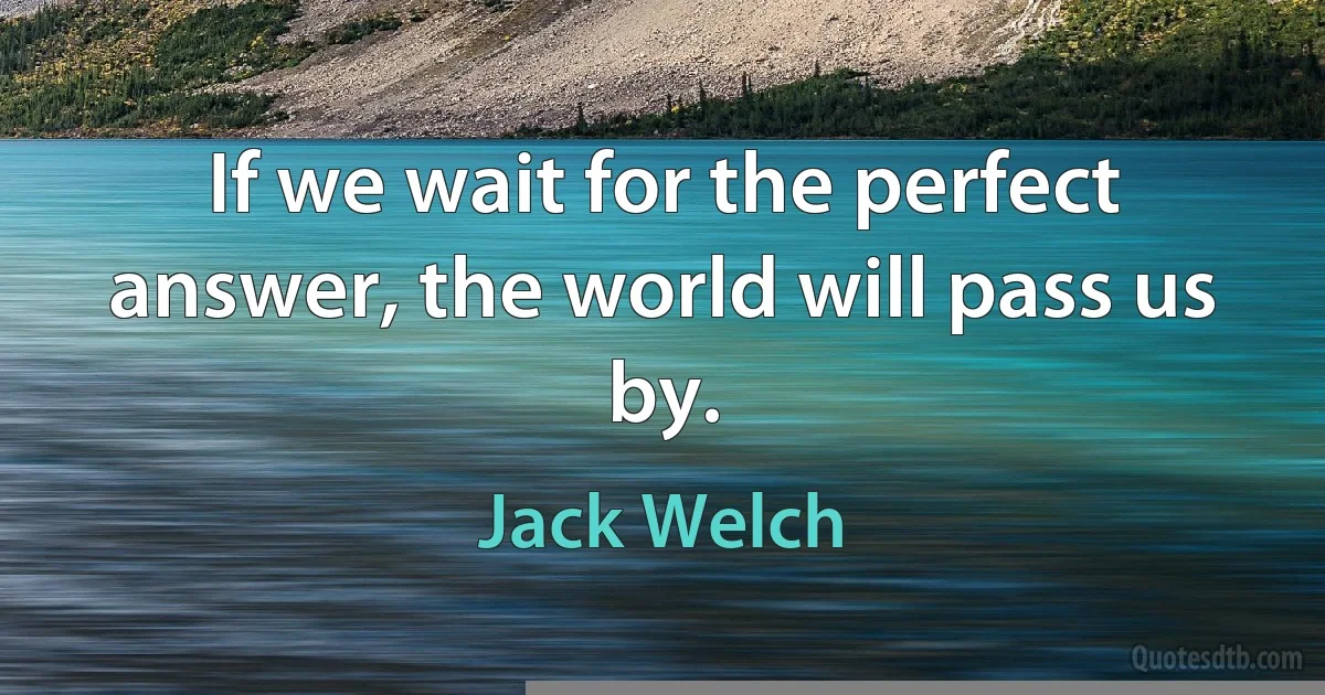 If we wait for the perfect answer, the world will pass us by. (Jack Welch)