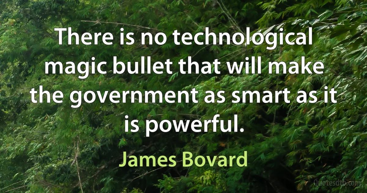 There is no technological magic bullet that will make the government as smart as it is powerful. (James Bovard)