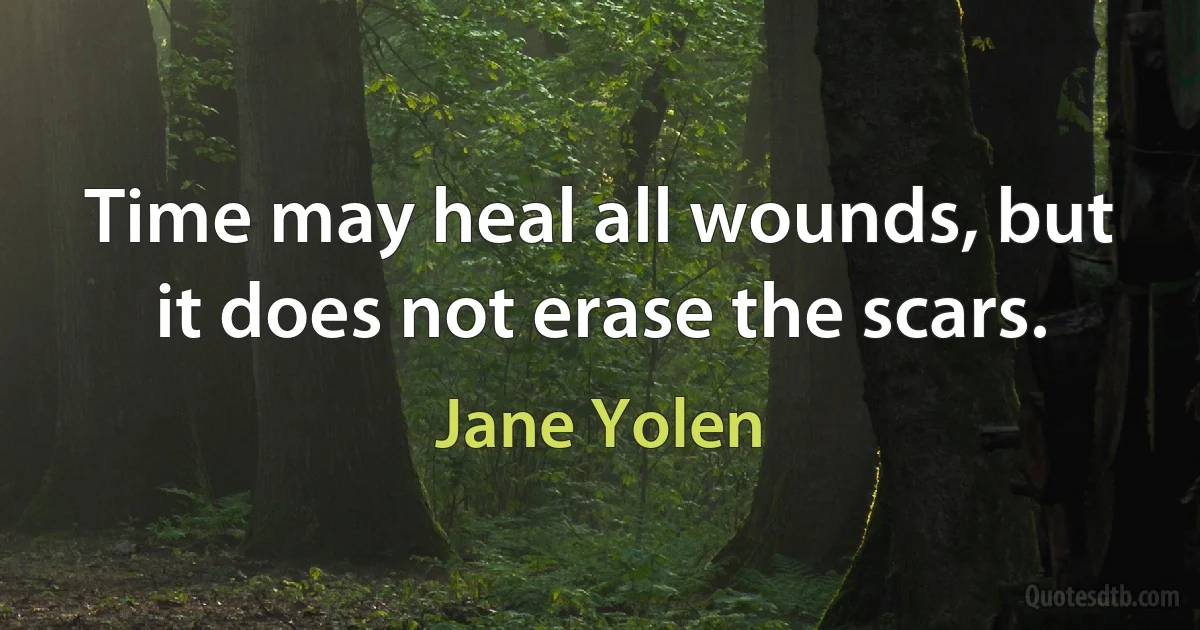 Time may heal all wounds, but it does not erase the scars. (Jane Yolen)