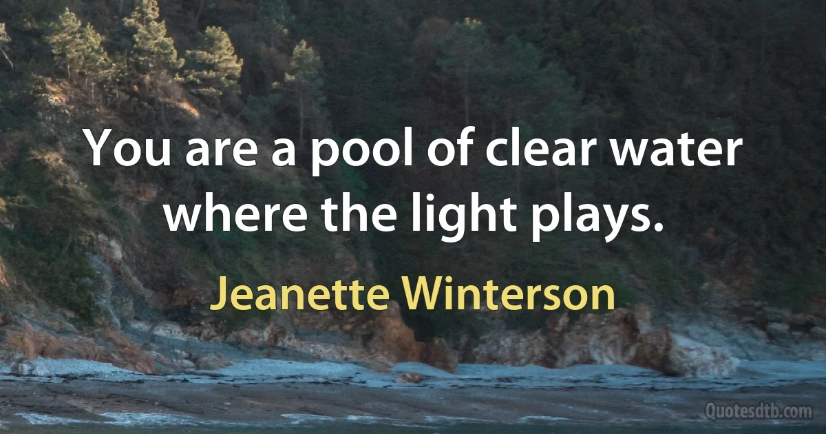 You are a pool of clear water where the light plays. (Jeanette Winterson)