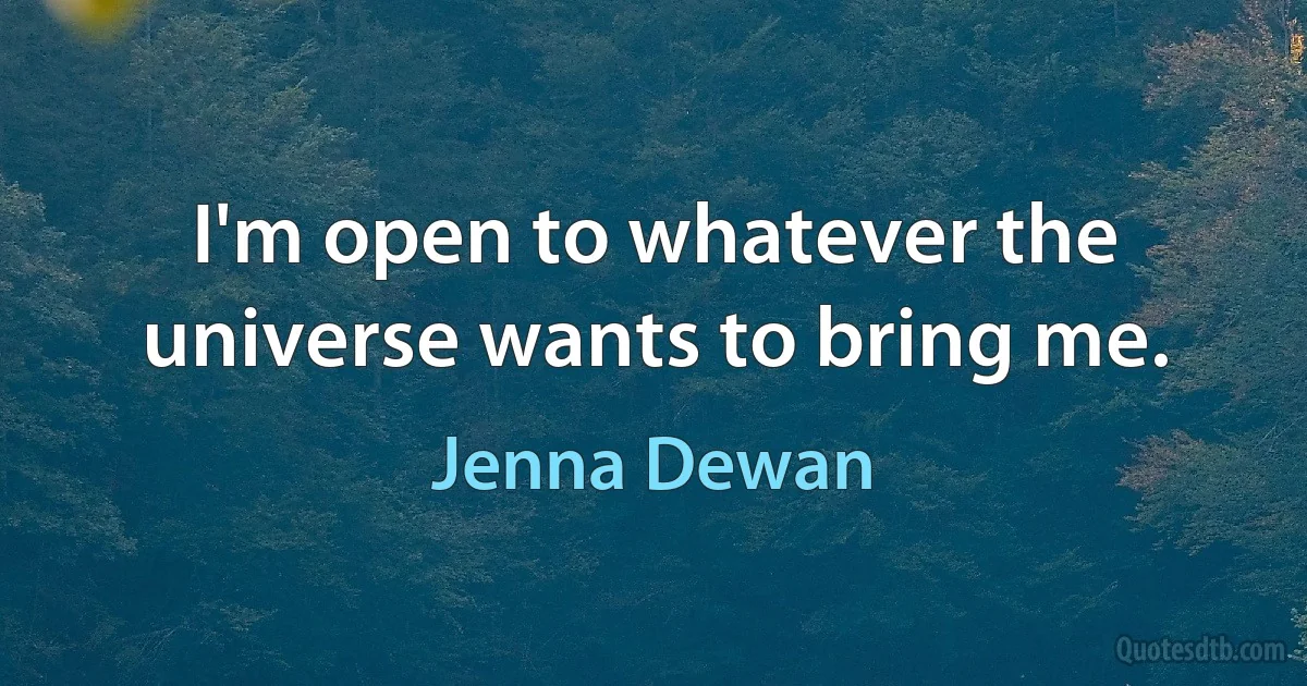 I'm open to whatever the universe wants to bring me. (Jenna Dewan)