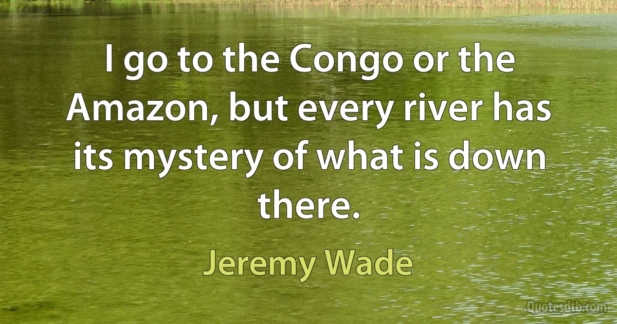 I go to the Congo or the Amazon, but every river has its mystery of what is down there. (Jeremy Wade)