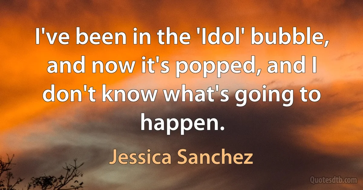 I've been in the 'Idol' bubble, and now it's popped, and I don't know what's going to happen. (Jessica Sanchez)