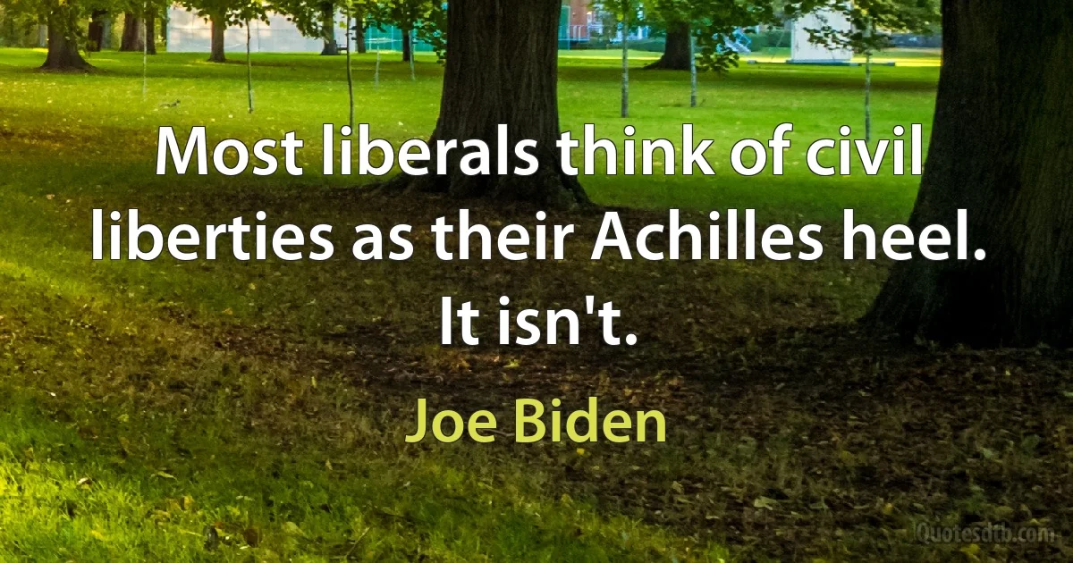 Most liberals think of civil liberties as their Achilles heel. It isn't. (Joe Biden)