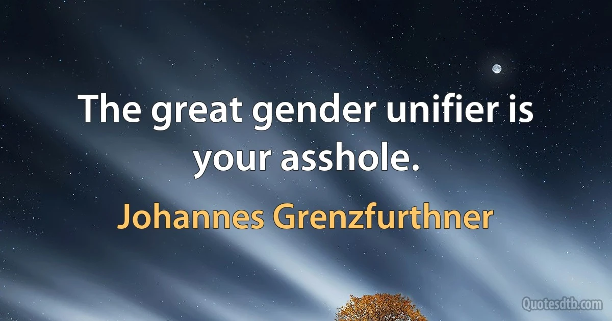 The great gender unifier is your asshole. (Johannes Grenzfurthner)