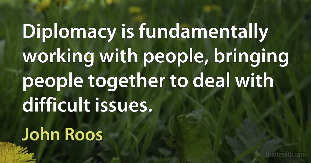 Diplomacy is fundamentally working with people, bringing people together to deal with difficult issues. (John Roos)