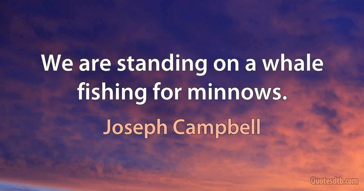 We are standing on a whale fishing for minnows. (Joseph Campbell)