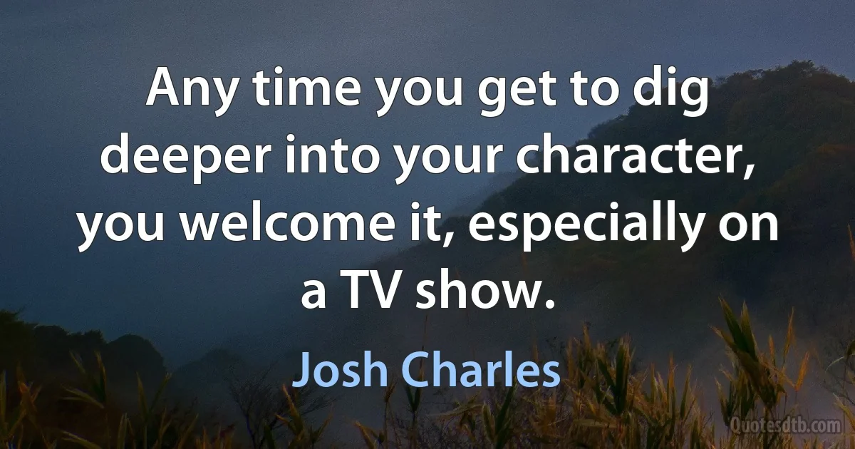 Any time you get to dig deeper into your character, you welcome it, especially on a TV show. (Josh Charles)