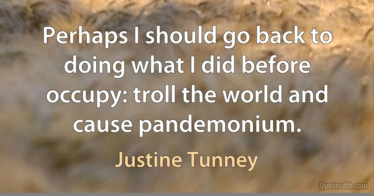 Perhaps I should go back to doing what I did before occupy: troll the world and cause pandemonium. (Justine Tunney)