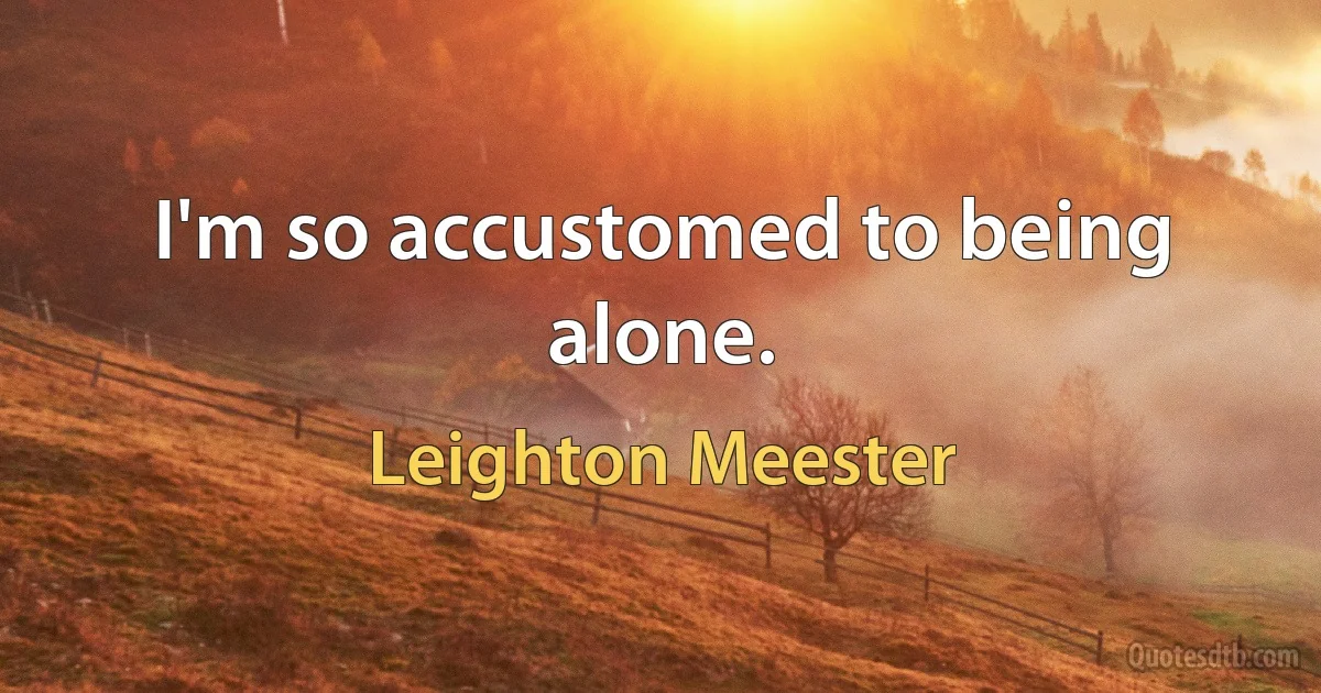 I'm so accustomed to being alone. (Leighton Meester)