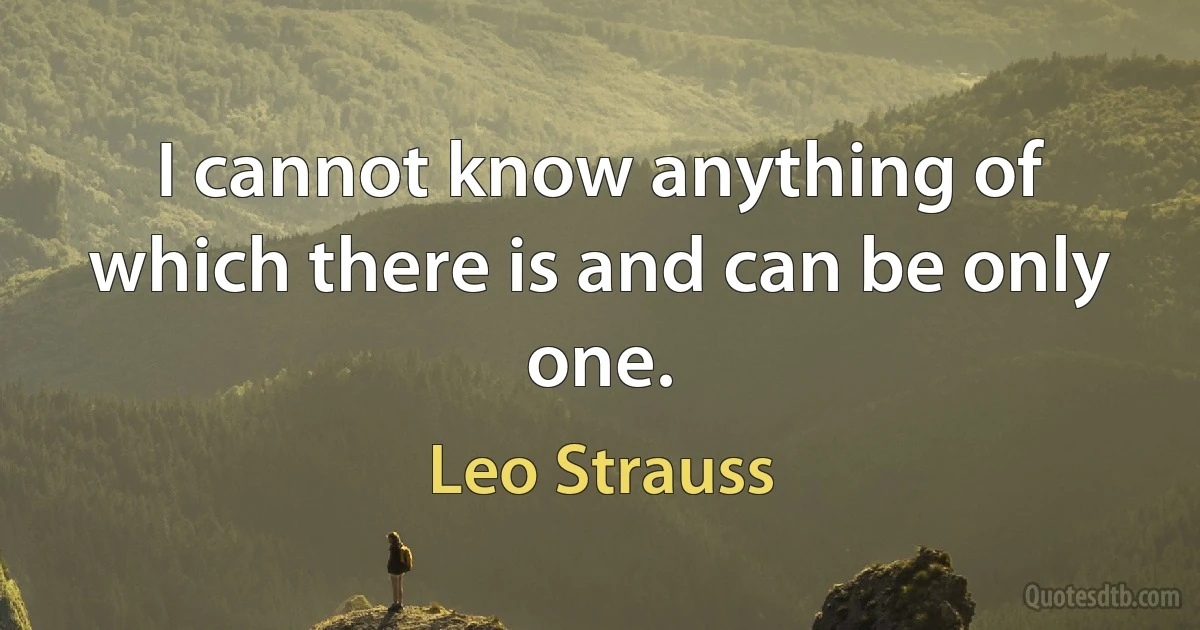 I cannot know anything of which there is and can be only one. (Leo Strauss)