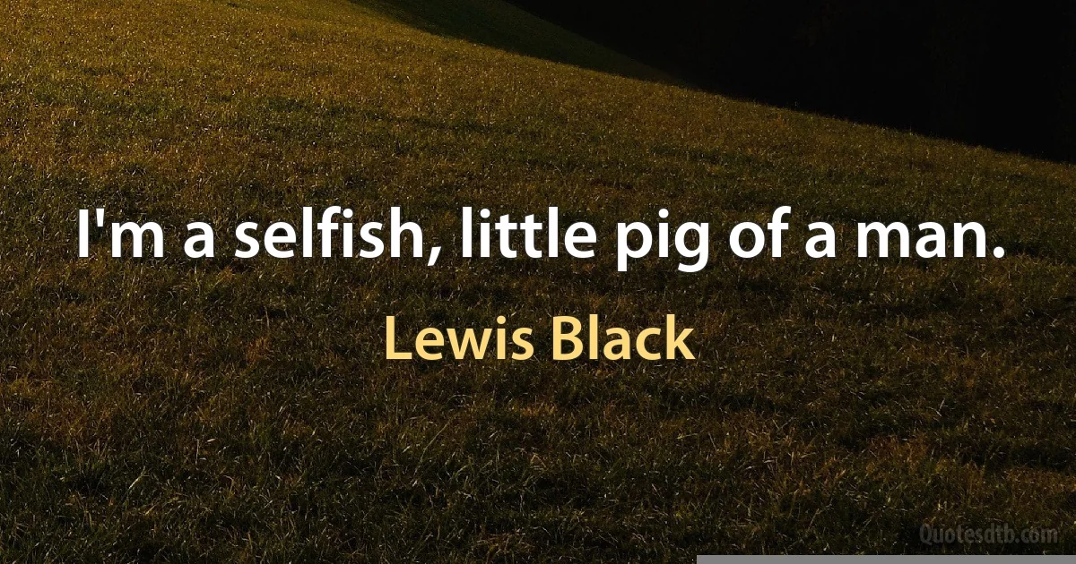 I'm a selfish, little pig of a man. (Lewis Black)