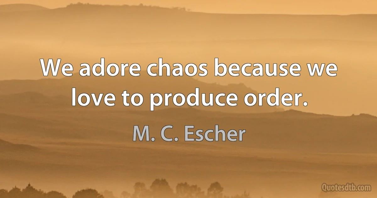 We adore chaos because we love to produce order. (M. C. Escher)