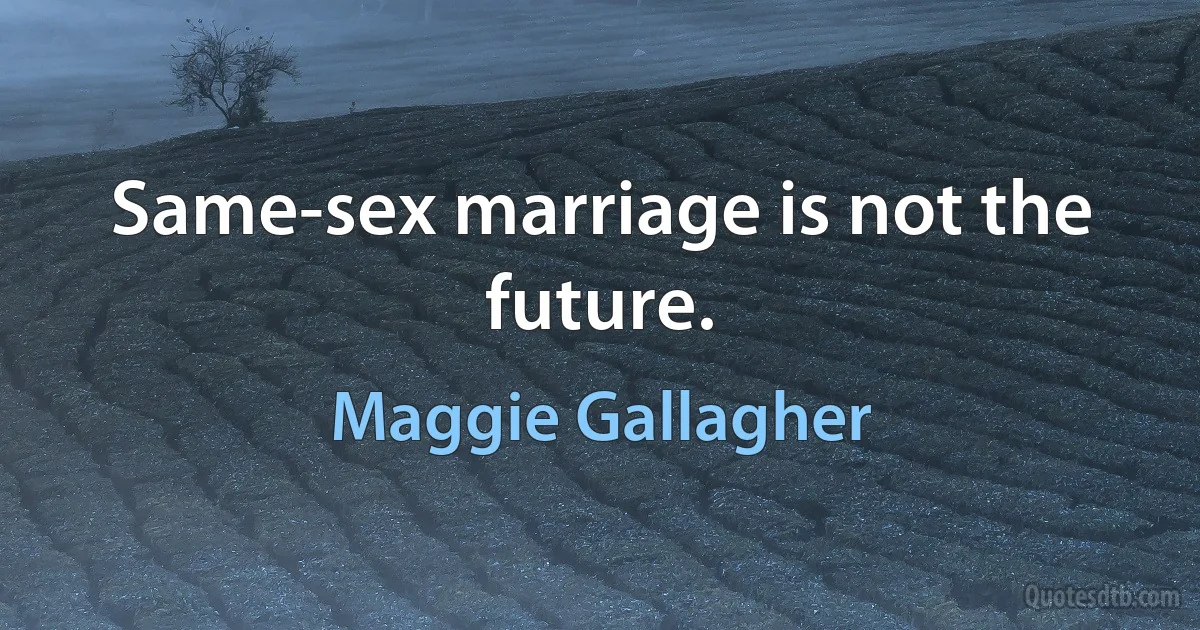 Same-sex marriage is not the future. (Maggie Gallagher)